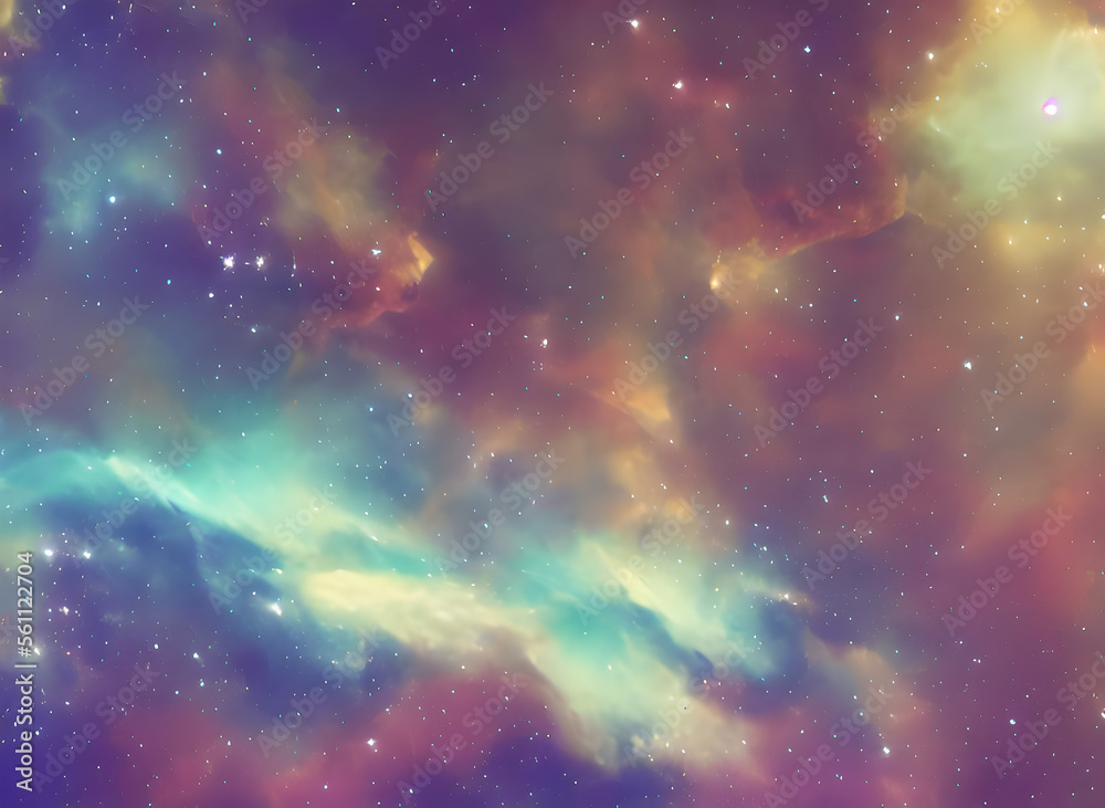 Wall mural cosmic background with nebula and stars - generative ai