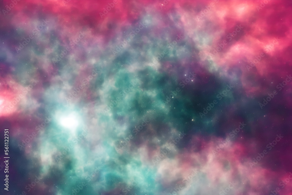 Canvas Prints space background with vibrant nebula and stars - generative ai