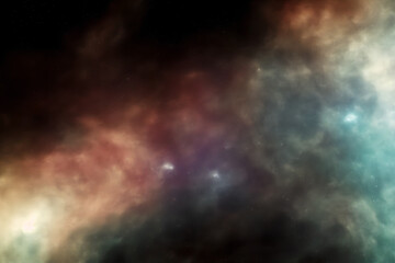 Fototapeta na wymiar Stars, nebula and stardust - psychodelic science fiction background - generative ai
