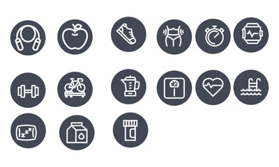 Fitness & Workout icons vector design 