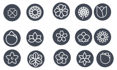 Flower line icons vector design 