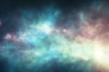 Obraz premium gas nebula clouds with stars in deep space - psychodelic - generative ai