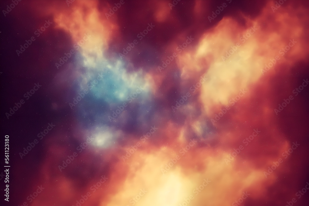 Wall mural galaxy with colorful nebula shiny stars and heavy space dust clouds - backround - deep space - gener
