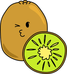 kiwi kawaii fruit funny food clipart