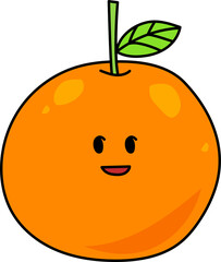 orange kawaii fruit funny food clipart