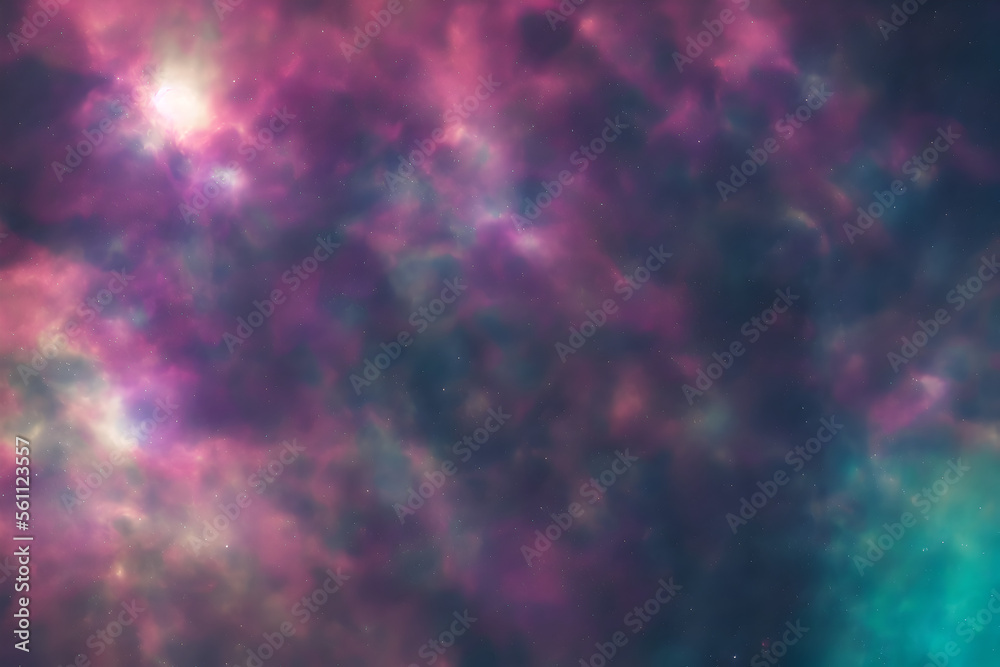 Wall mural deep space nebula with stars - background - generative ai