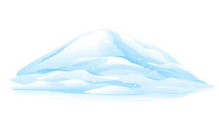 One big blue heap of snow, snow caps, bunch of snow winter decoration element, isolated on white