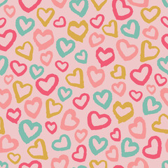 Vector pink Valentines day hearts background pattern