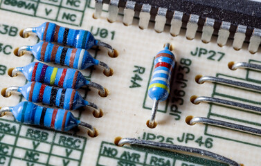 close up of electronic circuit board details