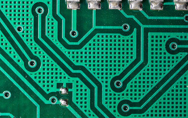 printed electronic circuit board green background