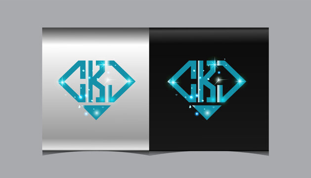 CKJ Logo letter monogram with diamond shape design template.
