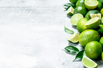 Fresh juicy lime with leaves.