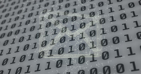 Image of email over binary code on grey background