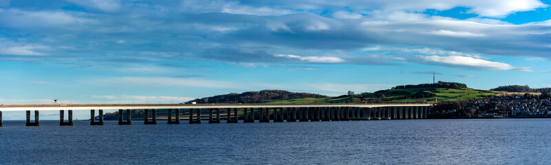 Fototapeta na wymiar Road bridge across the River Tay in the UK