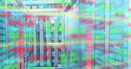 Fototapeta na wymiar Financial and stock market data processing against computer server room
