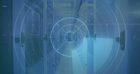 Image of scope scanning and data processing over stock market