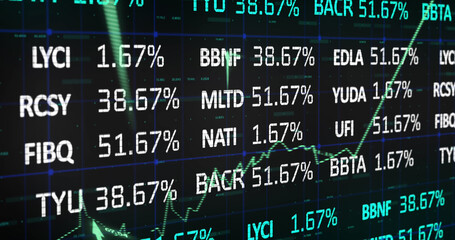 Obraz premium Image of stock market with graph and arrows on black background