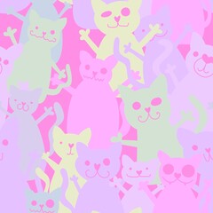Halloween animals seamless toys cats pattern for wrapping paper and kids clothes print and fabrics