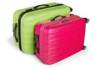 Colored full and closed suitcases, ready for the trip,