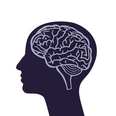 Obraz premium Human head and brain silhouette illustration.