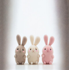 Obraz premium Adorable Wool Felt Bunny Figurines. Generative ai