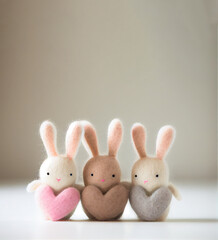 Obraz premium Adorable Wool Felt Bunny Figurines. Generative ai