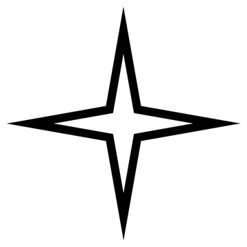 Simple monochrome vector graphic of a four pointed star on a white background. All sides and angles are mutually equal