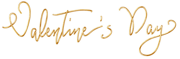Golden Glittering Valentine's Day Lettering. Shiny Gold Letters.