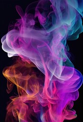 Obraz premium Colorful polychromatic smoke - Smoking rainbow-colored abstract design on dark background. Colorful wallpaper made by generative AI