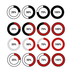 modern, flat, color percent chart icon set
