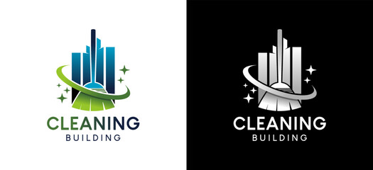 Fototapeta premium Building cleaning and cleaning service logo design with modern creative abstract concept