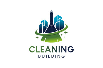 Building cleaning and cleaning service logo design with creative concept