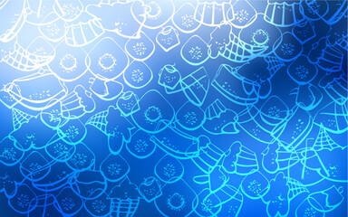 Light BLUE vector layout with sweet desserts.