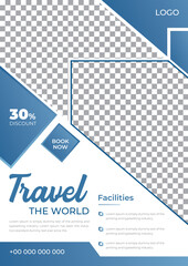 Tour Sale Flyer Explore World Poster Brochure Design Layout Space for Photo Background for Travel Agency