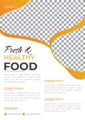 Healthy Food Design Flyer Poster, Food Ordering, Junk Food, Pizza, Burger, Fast Food Leaflet, Brochure Banner for Restaurant Business