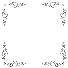 Black and white ornamental border for greeting cards, banners, invitations. Isolated vector illustration. Oriental style.	