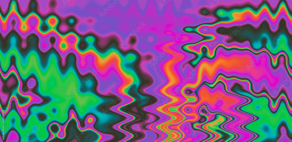 Leinwandbilder texture of a glitched tv screen with wavy and distorted moire pattern in acid colors.