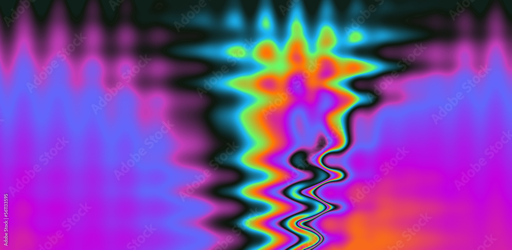 Aufkleber Texture of a glitched TV screen with wavy and distorted moire pattern in acid colors.
