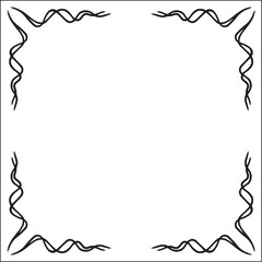 Black and white ornamental border for greeting cards, banners, invitations. Isolated vector illustration. Oriental style.