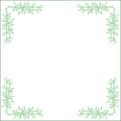 Light green ornamental frame with bamboo, decorative border for greeting cards, banners, business cards, invitations, menus. Isolated vector illustration.