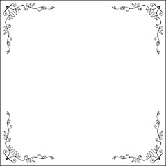 Elegant black and white monochrome ornamental border for greeting cards, banners, invitations. Isolated vector illustration.