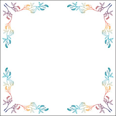 Elegant ornamental frame with colorful magical rainbow gradient , decorative border for greeting cards, banners, invitations. Isolated vector illustration.