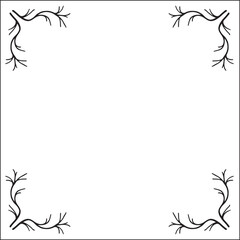 Obraz premium Black and white monochrome ornamental border for greeting cards, banners, invitations. Isolated vector illustration. 