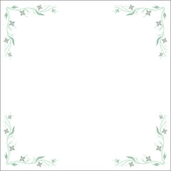 Green ornamental frame with leaves and flowers, decorative border for greeting cards, banners, business cards, invitations, menus. Isolated vector illustration.