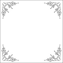 Black and white monochrome ornamental border for greeting cards, banners, invitations. Isolated vector illustration. 