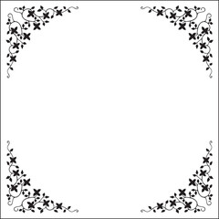 Black and white monochrome ornamental border for greeting cards, banners, invitations. Isolated vector illustration. 