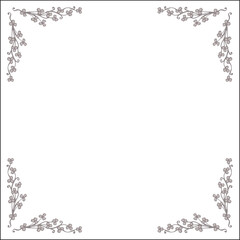 Grey ornamental frame with clover leaves, decorative border for greeting cards, banners, invitations. Isolated vector illustration.
