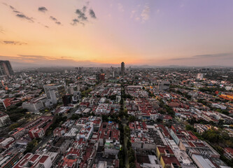 Obraz premium Beautiful aerial view of the capital of Mexico city of Mexico City at sunset.