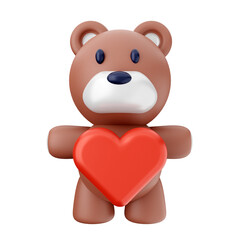 teddy bear doll love heart 3d Valentines Day icon illustration render