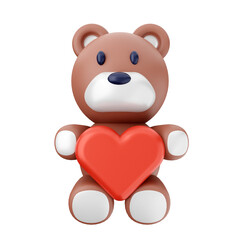 teddy bear doll love heart 3d Valentines Day icon illustration render